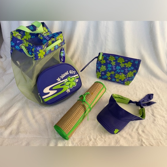 Island Girl Mesh Backpack with Floral Design - Picture 2 of 2